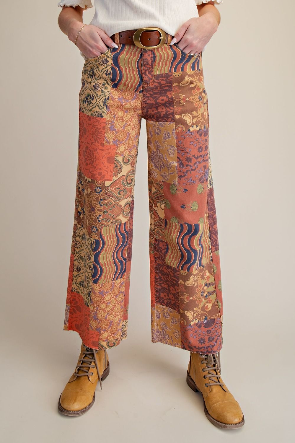 Signature Print Washed Strecth Twill Pants