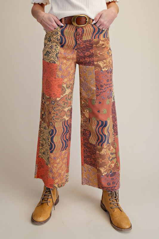 Signature Print Washed Strecth Twill Pants