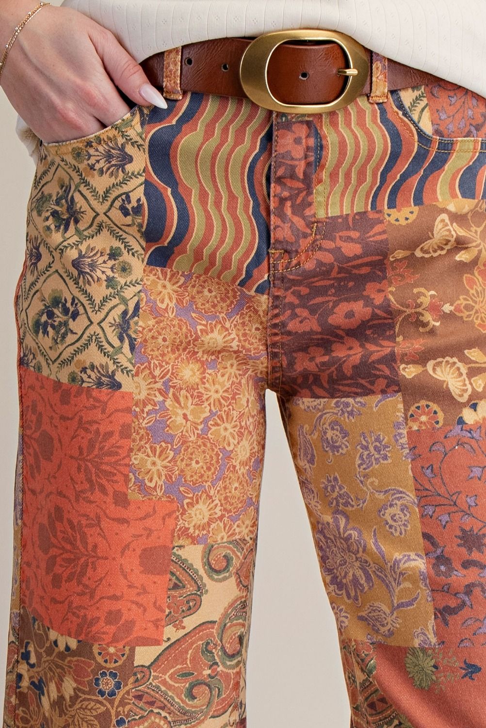 Signature Print Washed Stretch Twill Pants