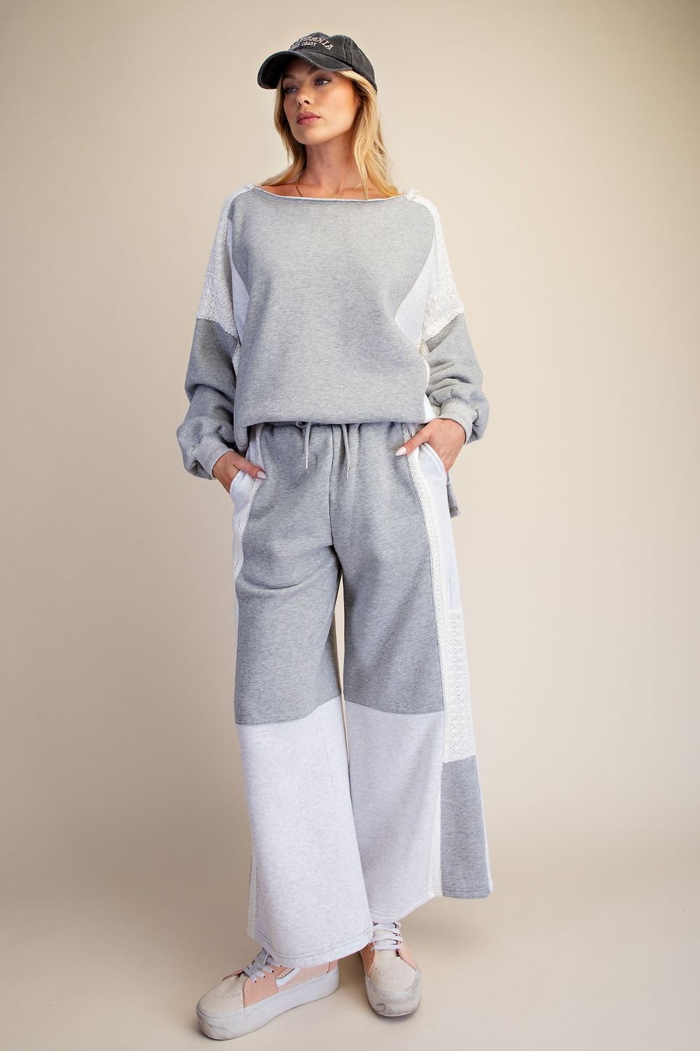 Crochet Mix Terry Knit Pants
