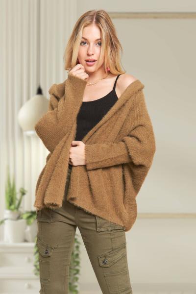 Soft Fuzzy Sweater Hoodie Cardigan