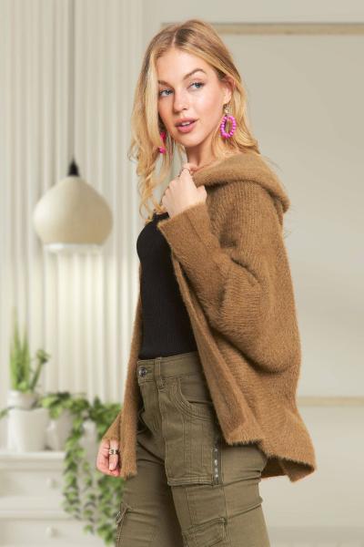 Soft Fuzzy Sweater Hoodie Cardigan