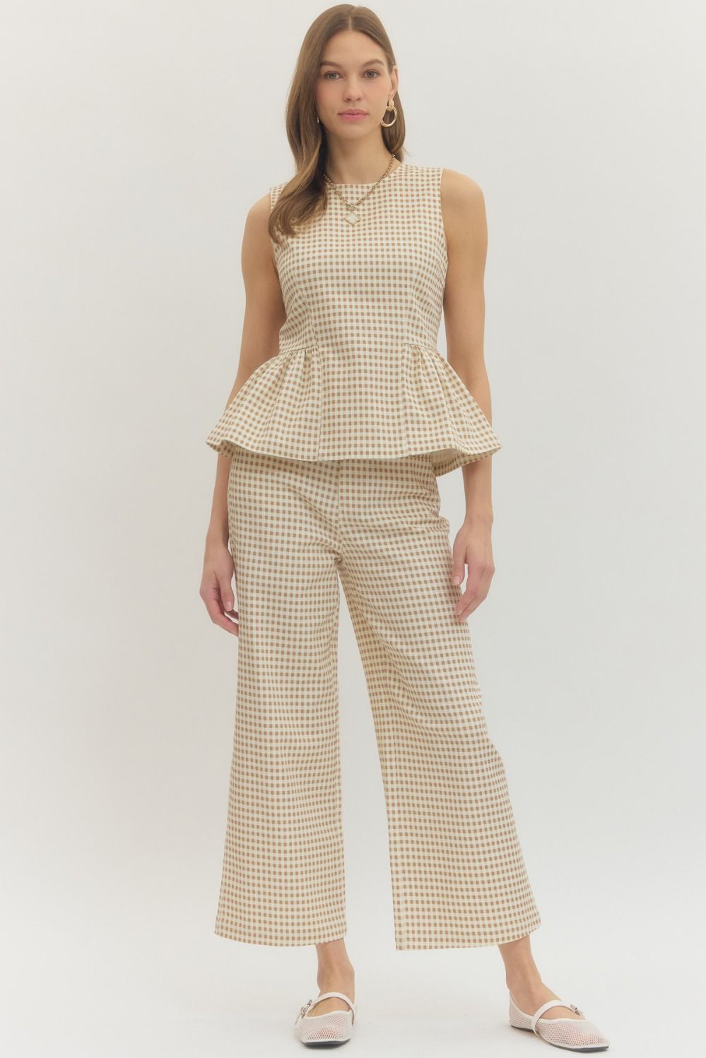 Gingham Straight Leg Pants