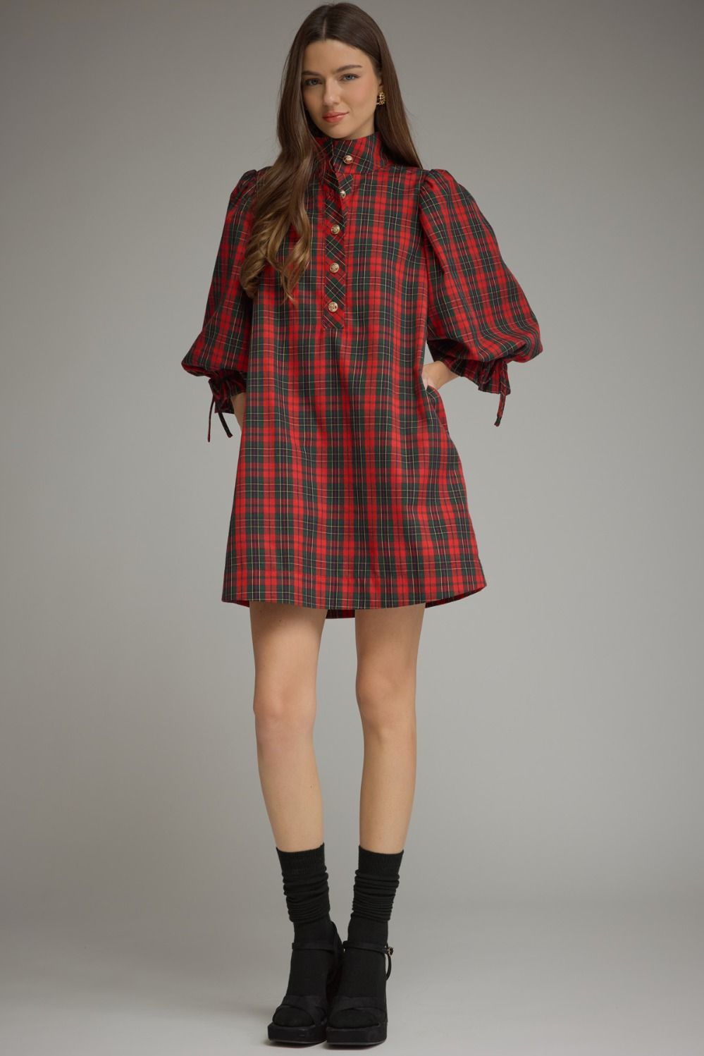 Balloon Sleeve Mini Dress