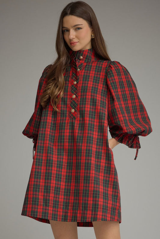 Balloon Sleeve Mini Dress
