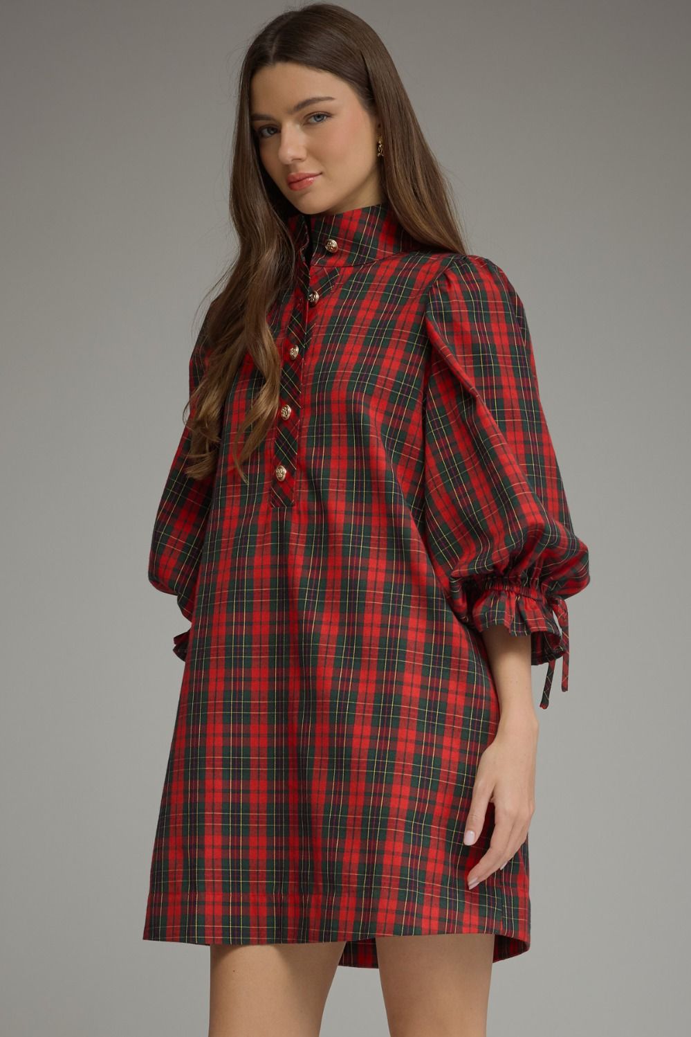 Balloon Sleeve Mini Dress