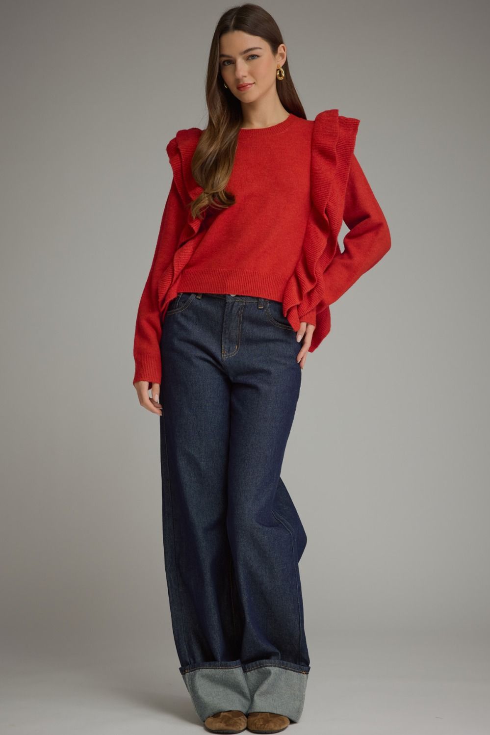 Solid Long Sleeve Sweater Top