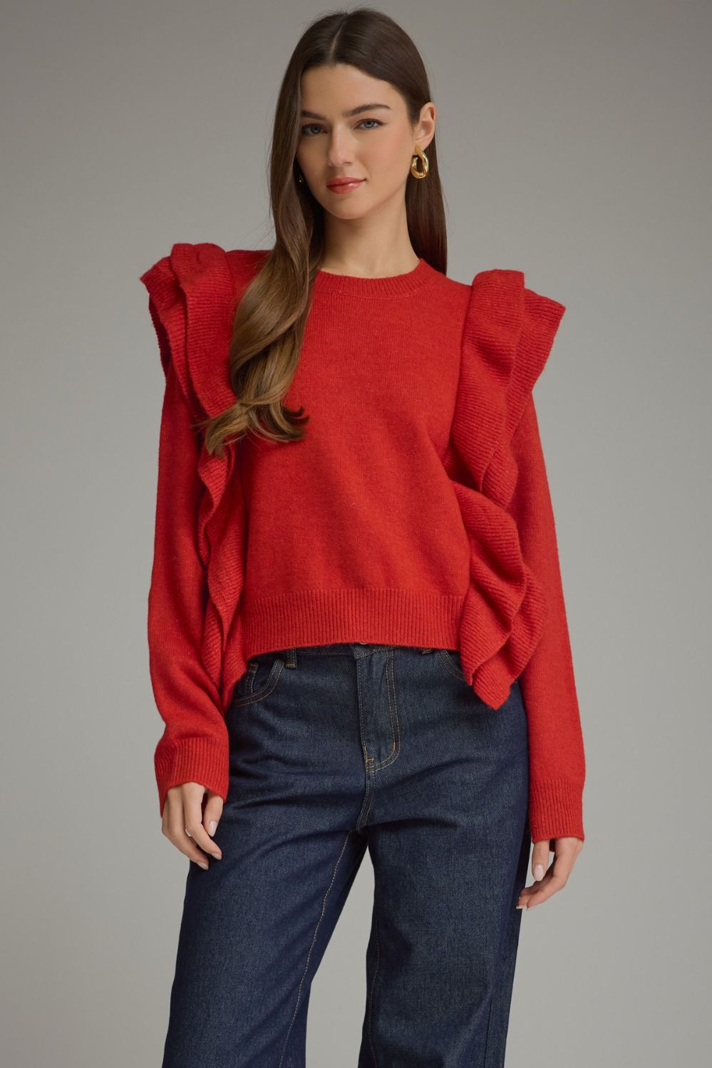 Solid Long Sleeve Sweater Top
