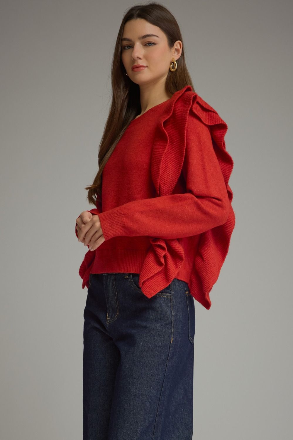 Solid Long Sleeve Sweater Top