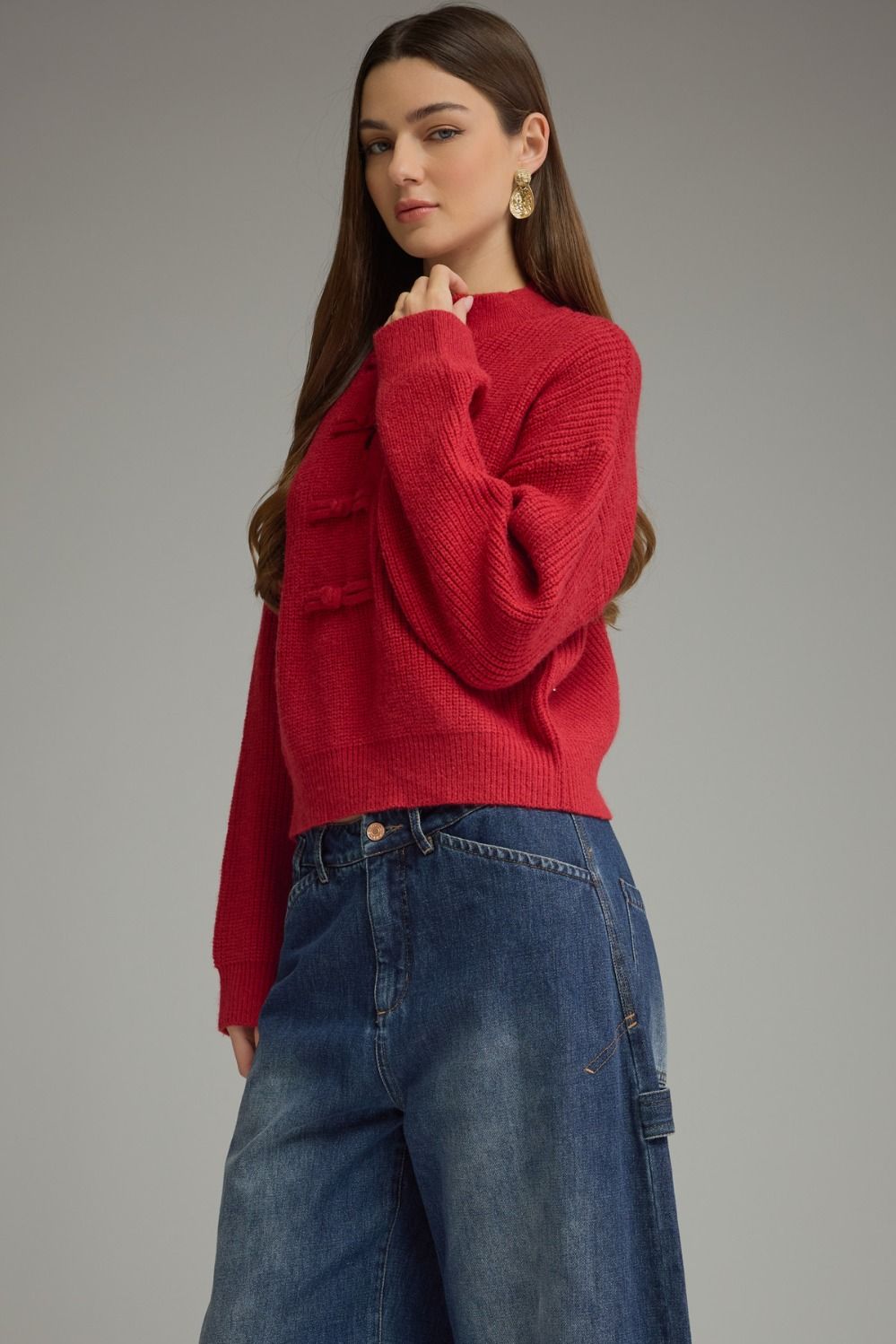 Frog Button Detail Sweater