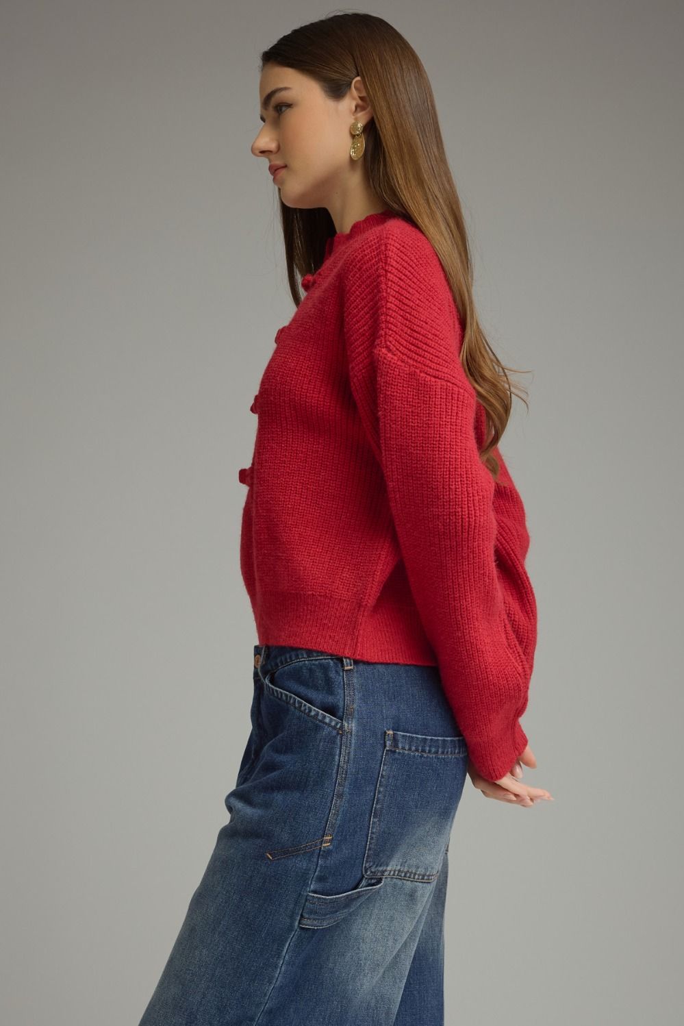 Frog Button Detail Sweater