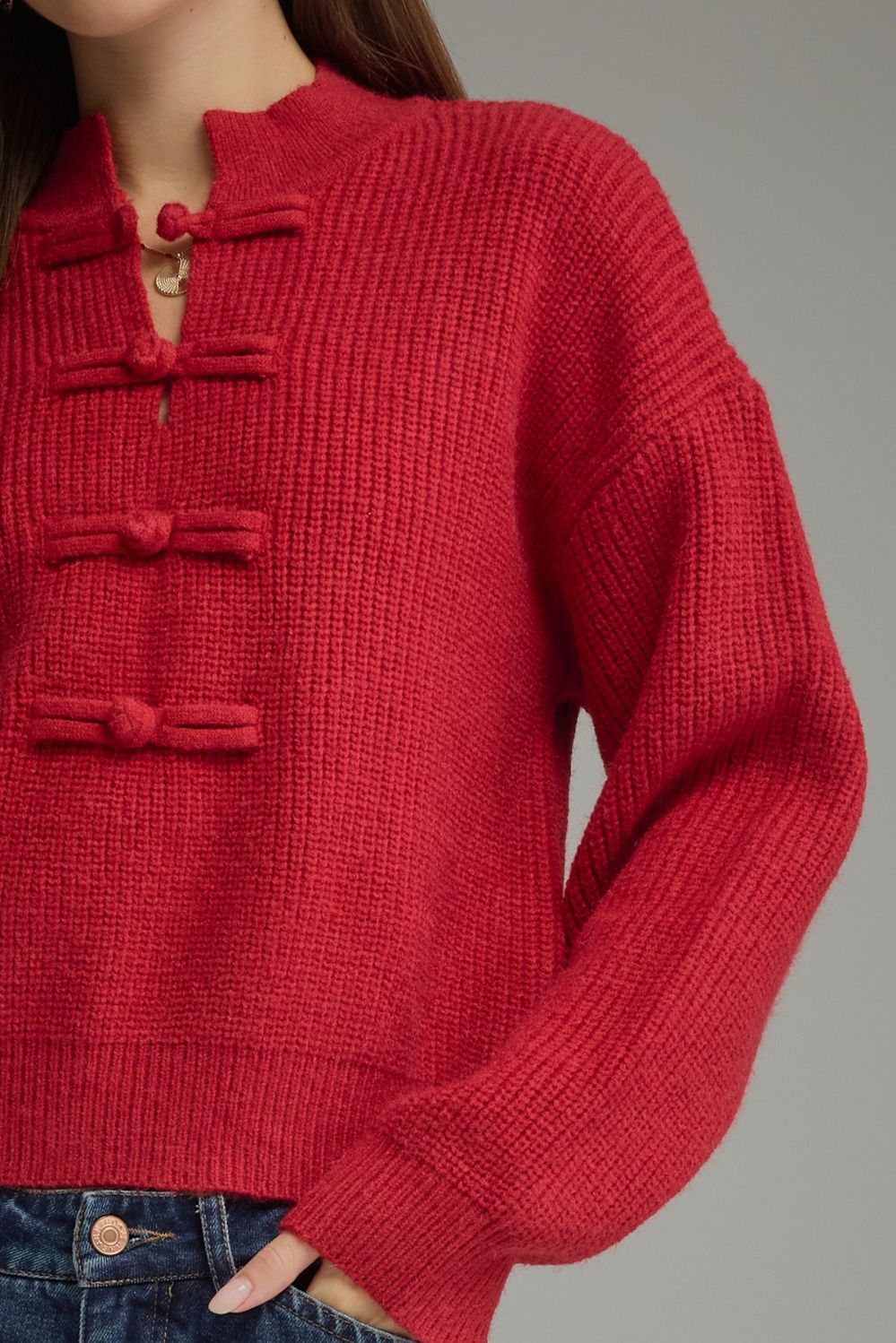 Frog Button Detail Sweater