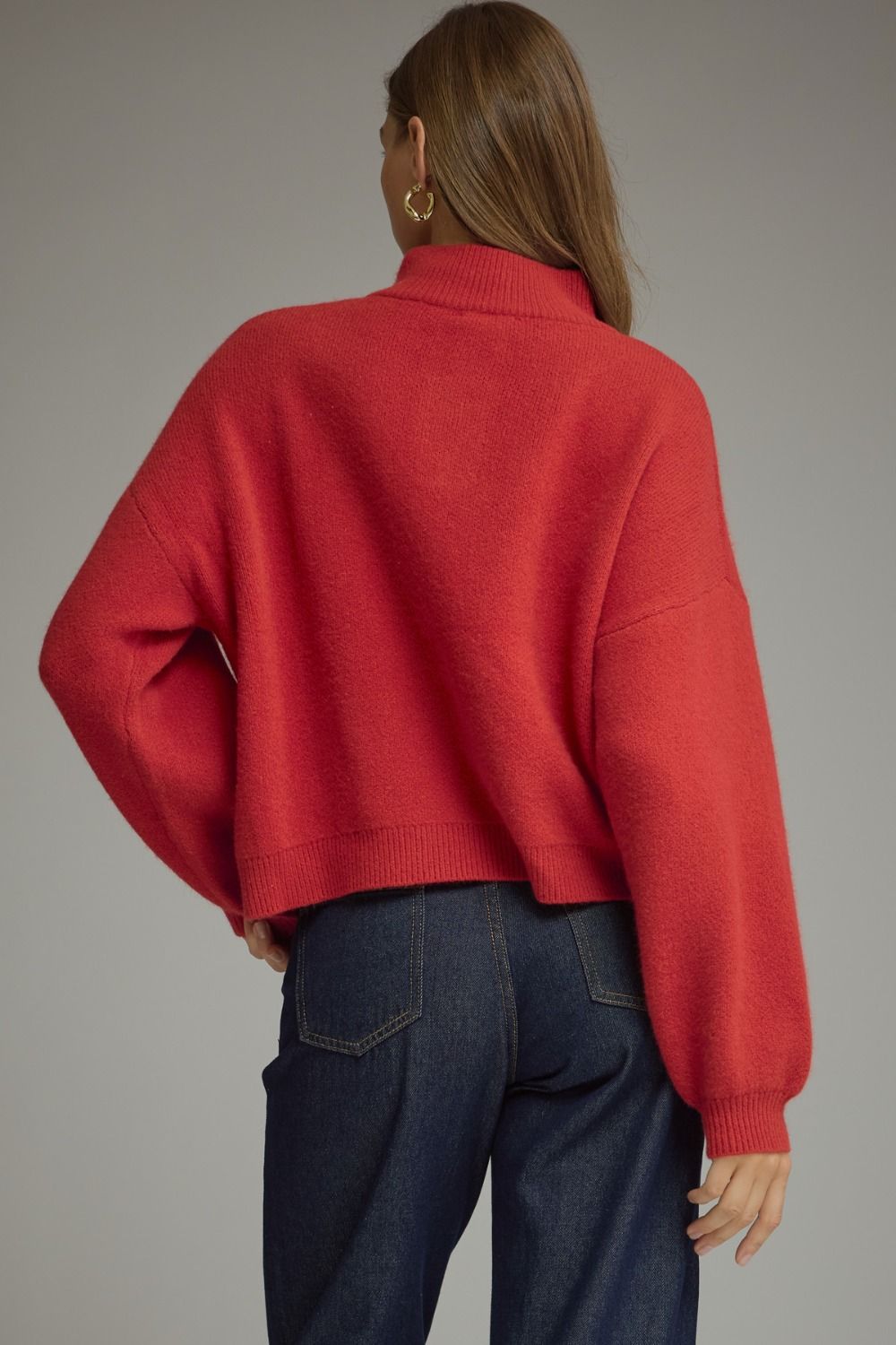 Solid Long Balloon Sleeve Sweater Top