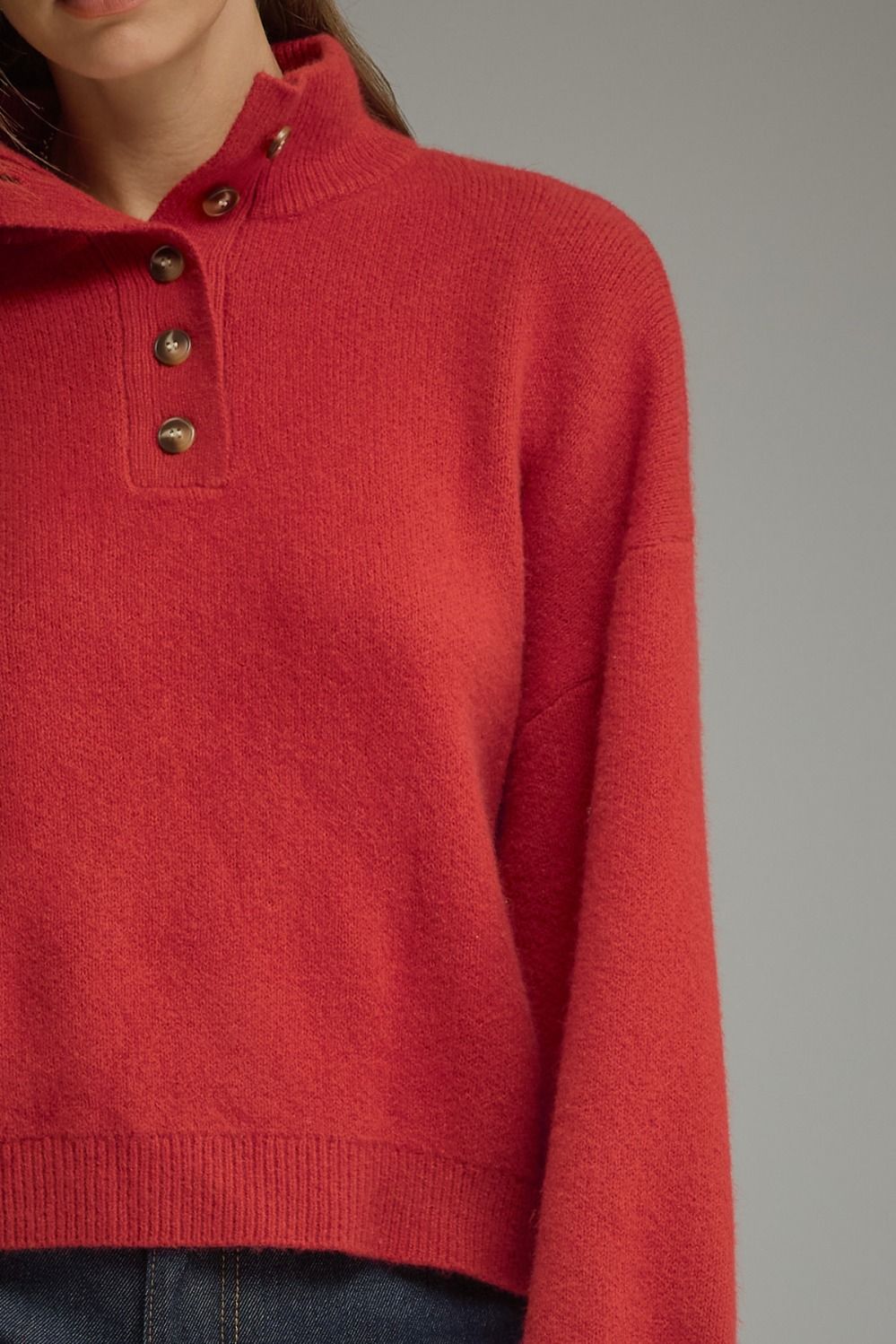 Solid Long Balloon Sleeve Sweater Top