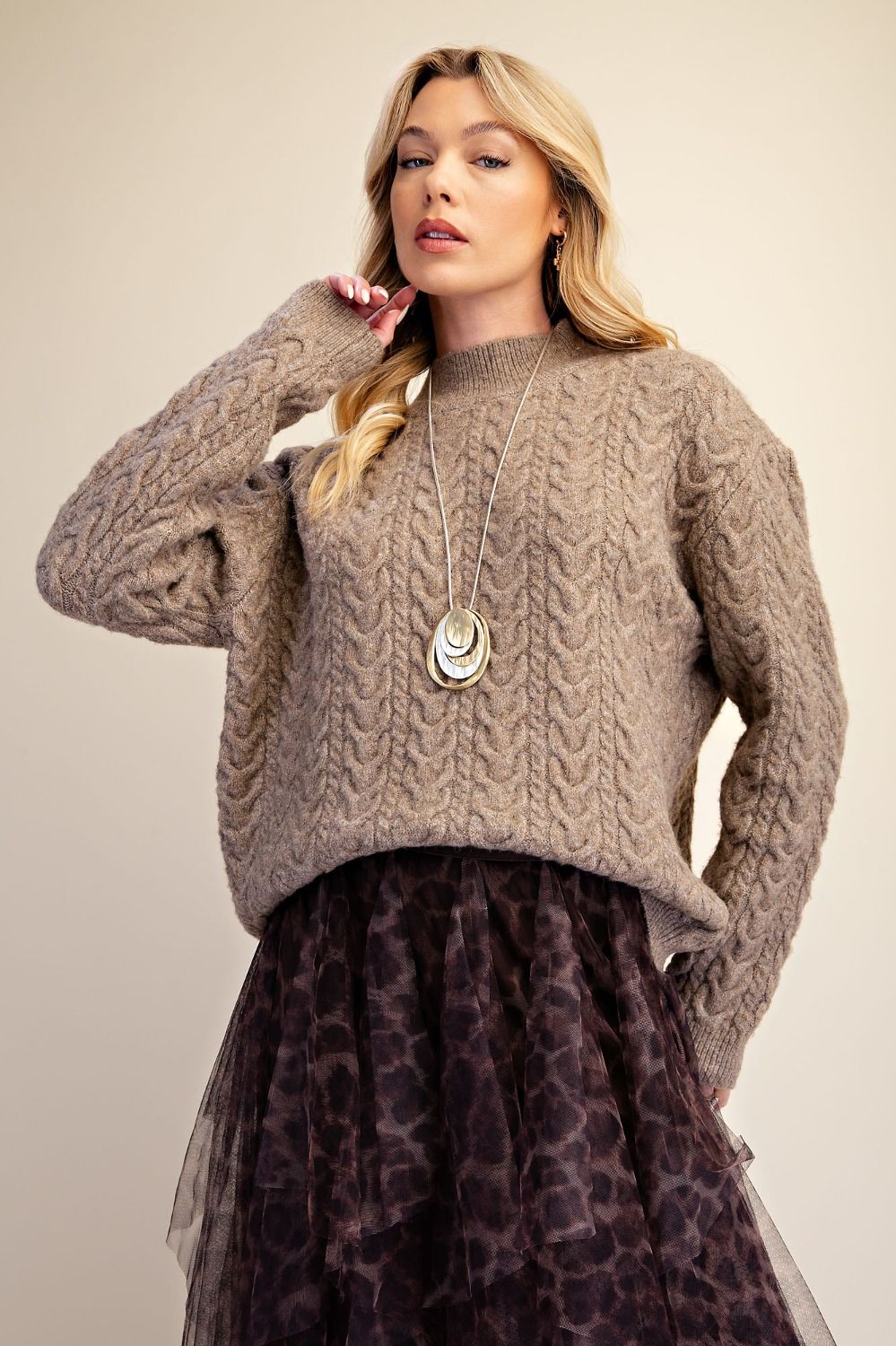 Cable Knit Surplus Back Knitted Sweater