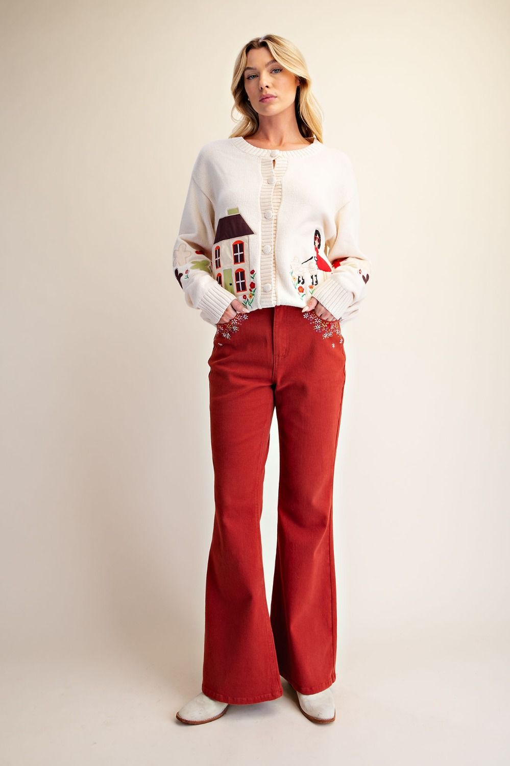 Country House Patch Sweater Cardigan