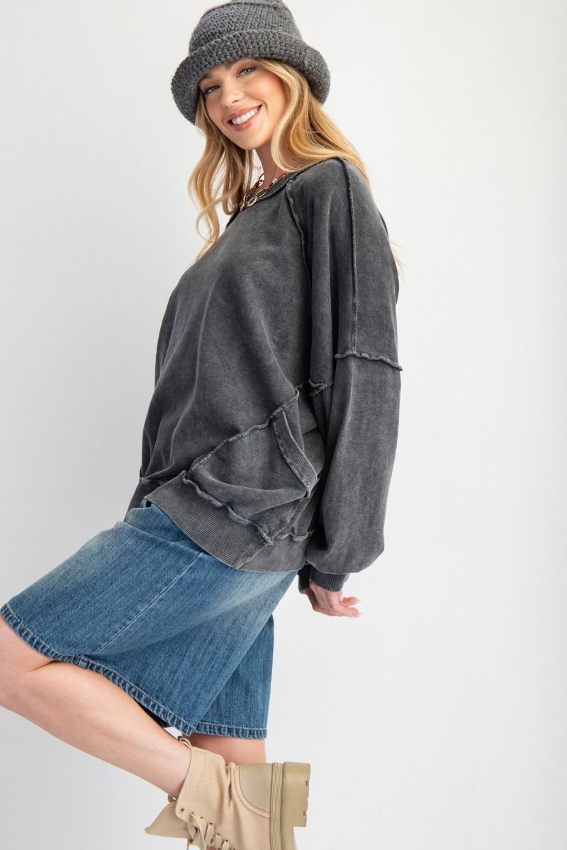 Cut Out Mineral Washed Pullover
