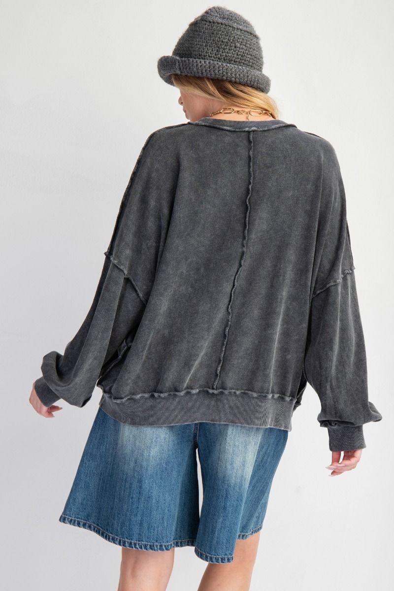 Cut Out Mineral Washed Pullover