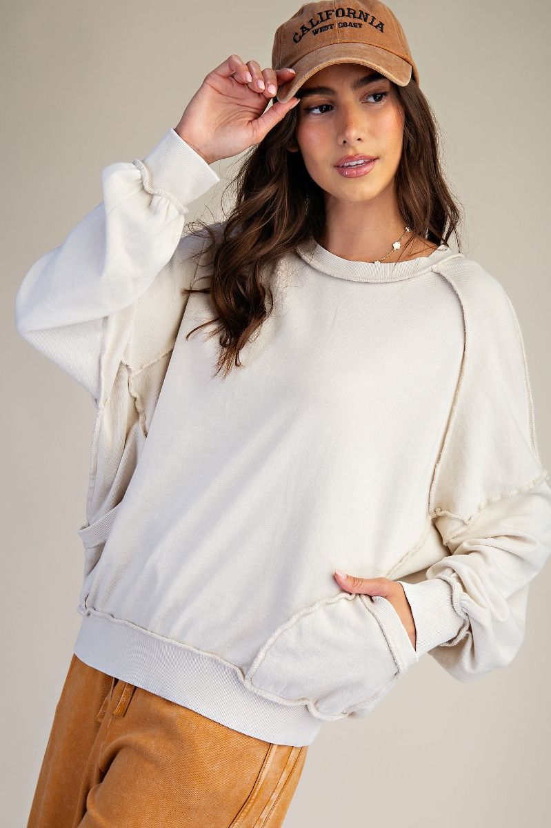 Cut Out Mineral Washed Pullover