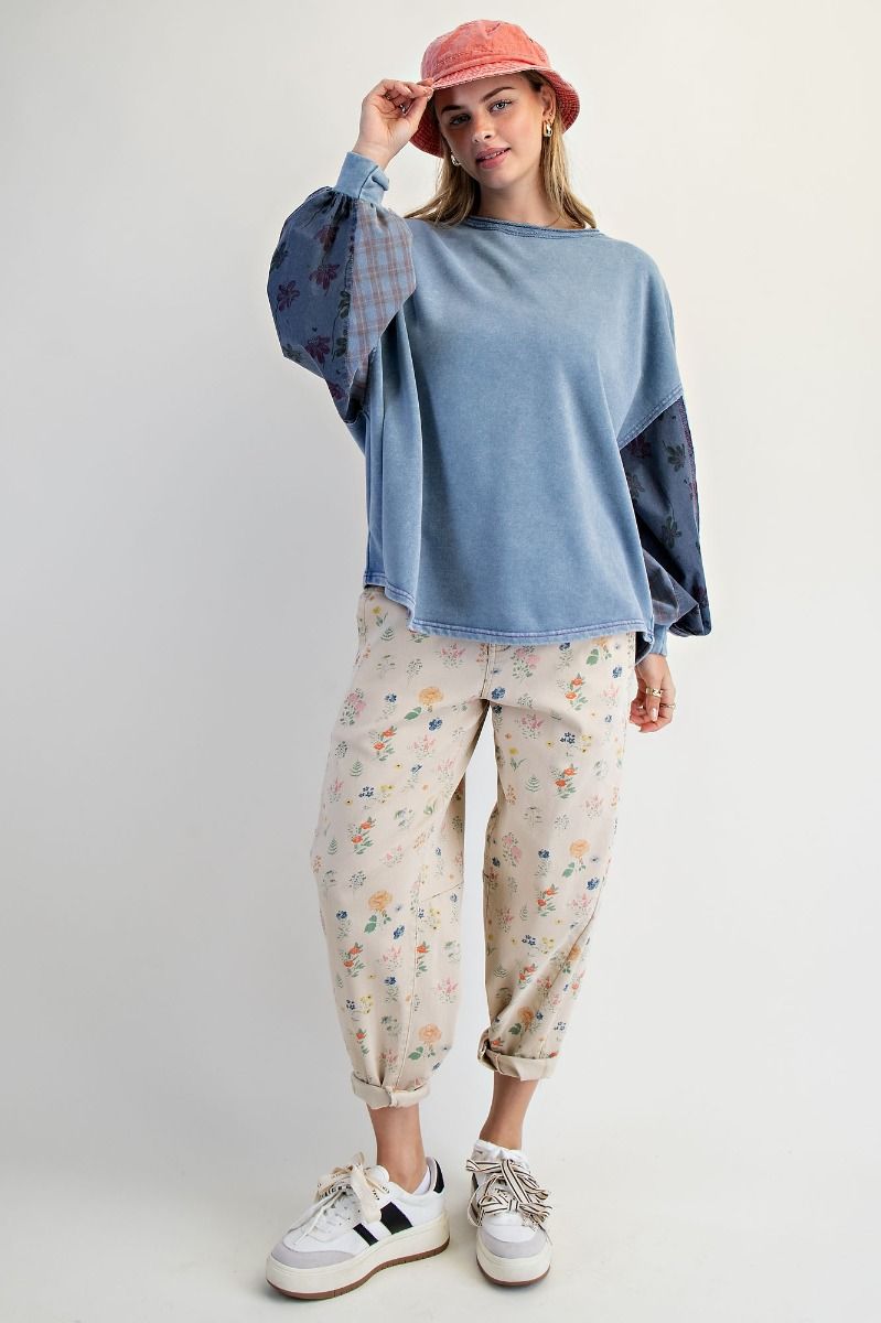 Dolman Long Sleeve Washed Terry Pullover