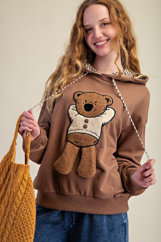 Teddy Bear Patch Pullover Hoodie