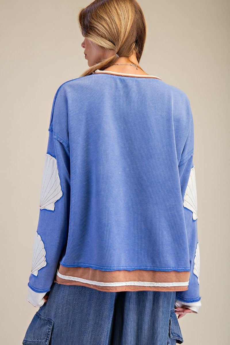 Shell Patches Washed Terry Pullover