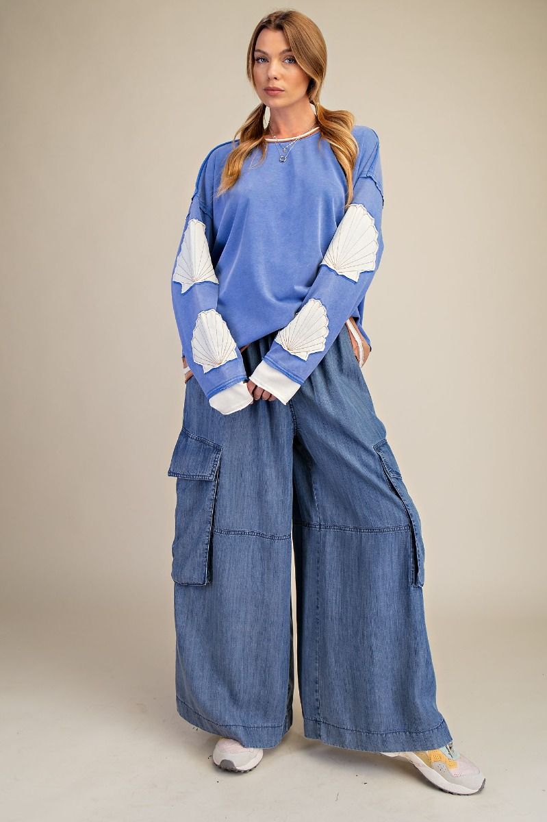 Shell Patches Washed Terry Pullover