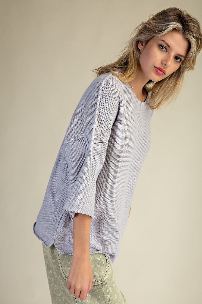 Washed Knitted Loose Fit Sweater