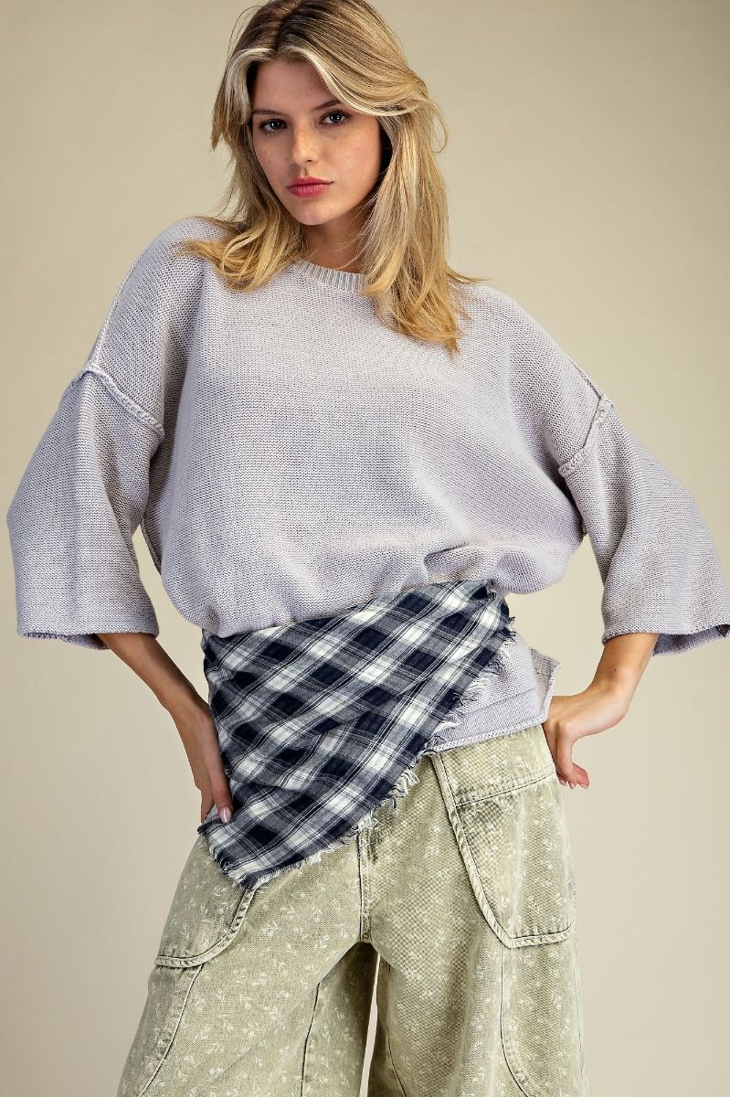 Washed Knitted Loose Fit Sweater