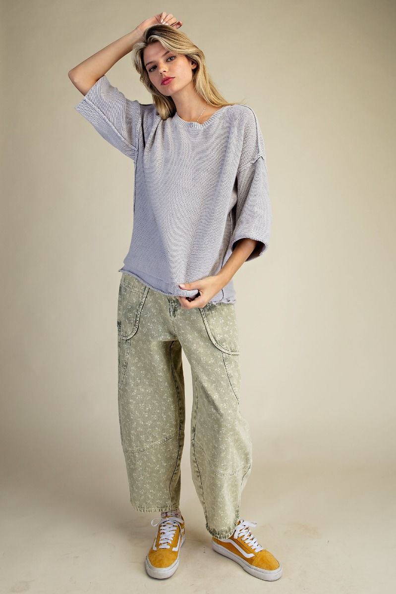 Washed Knitted Loose Fit Sweater