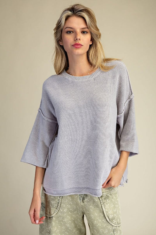Washed Knitted Loose Fit Sweater