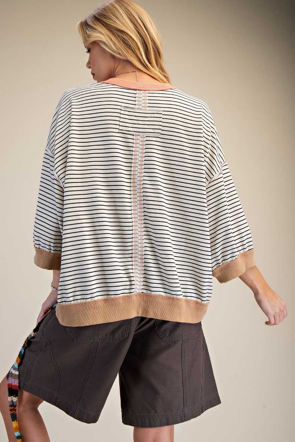 Striped Washed Terry Pullover