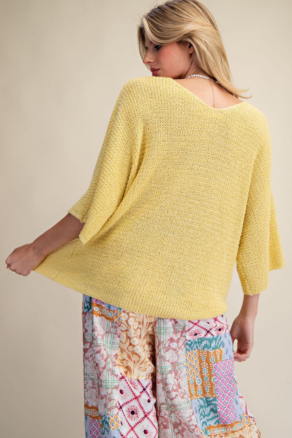 3/4 Sleeve Knitted Sweater