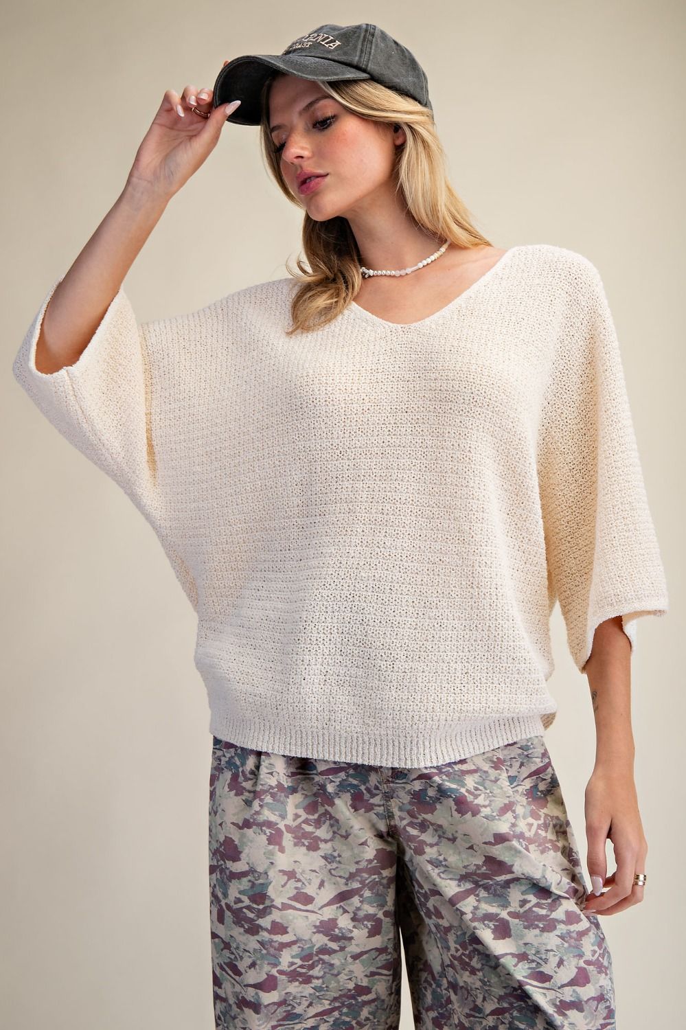 3/4 Sleeve Knitted Sweater