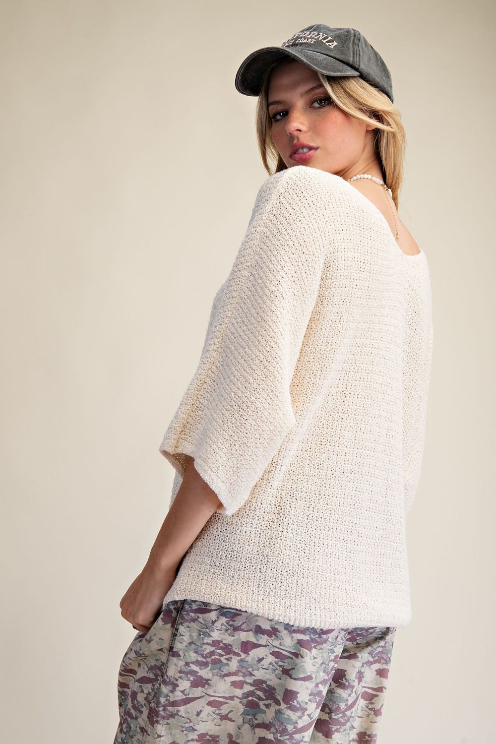 3/4 Sleeve Knitted Sweater