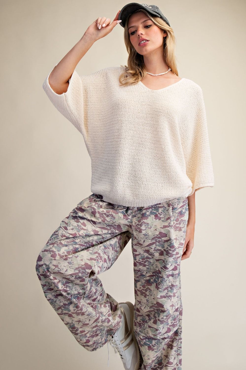 3/4 Sleeve Knitted Sweater