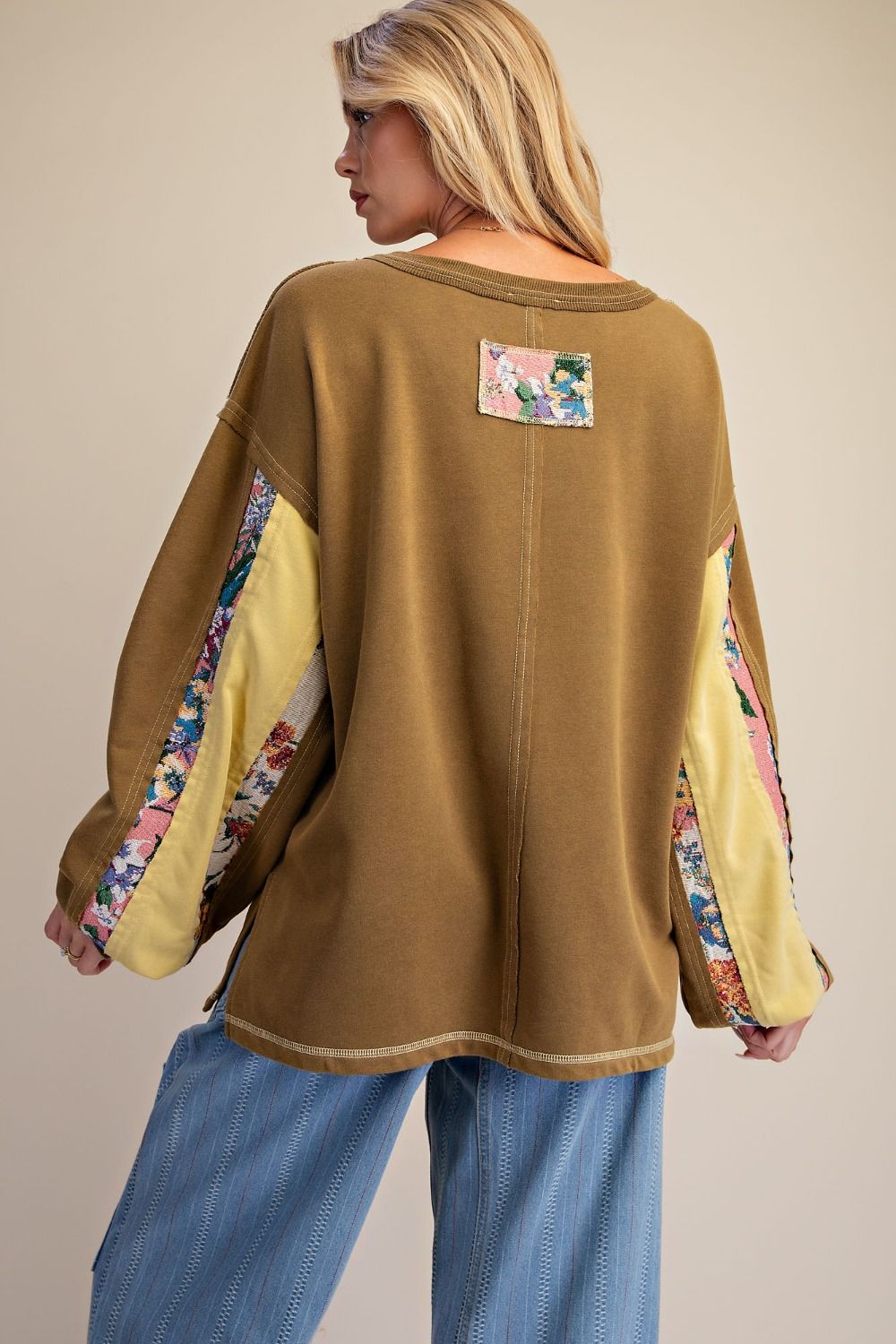 Print Mix Washed Terry Pullover