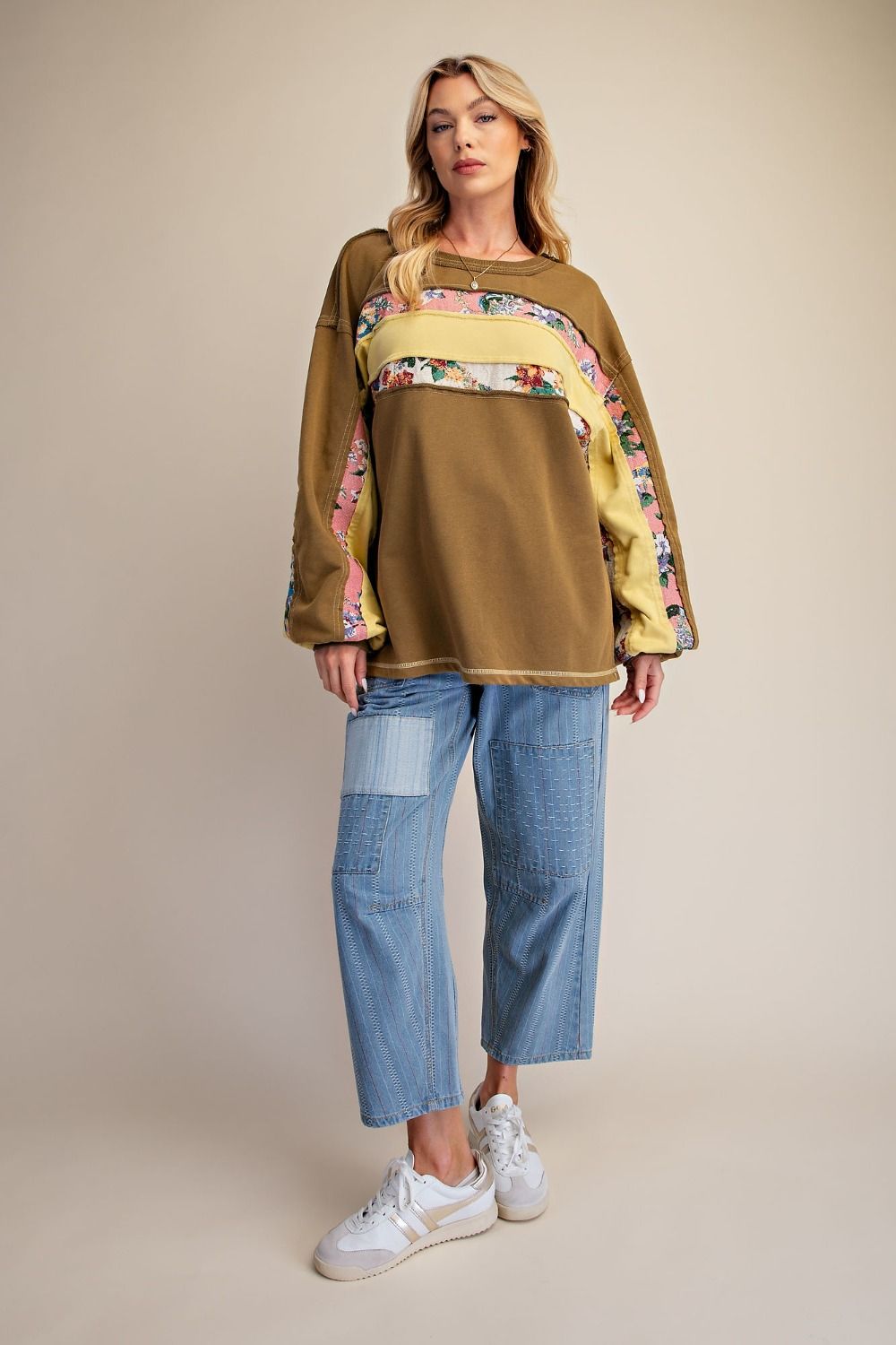 Print Mix Washed Terry Pullover