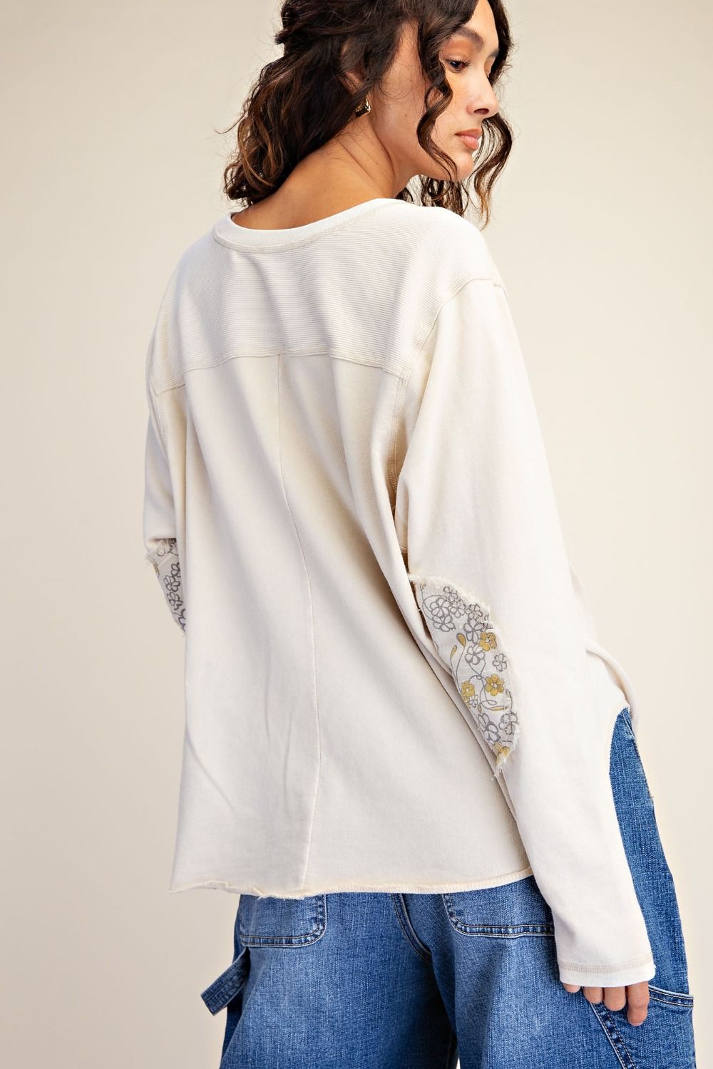 Floral Print Washed Cotton Knit Top