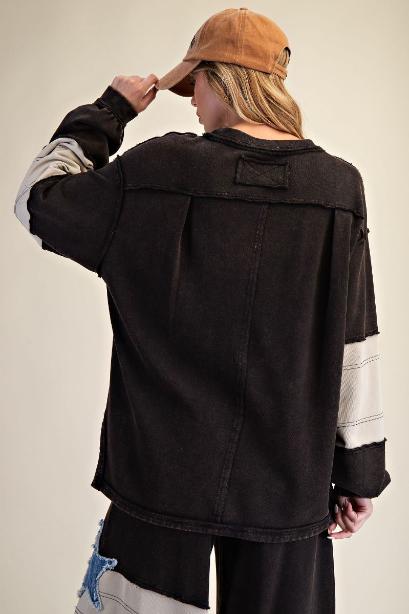 Star Patch Detailing Washed Terry Pullover