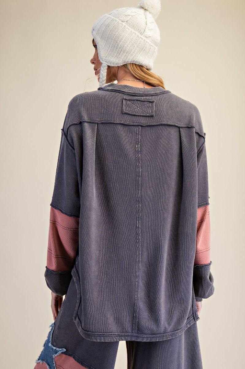 Star Patch Detailing Washed Terry Pullover