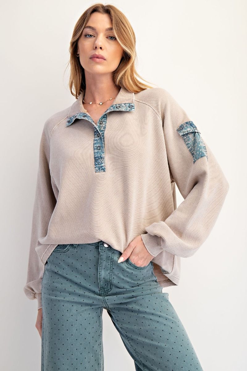 Washed Rib Terry Pullover