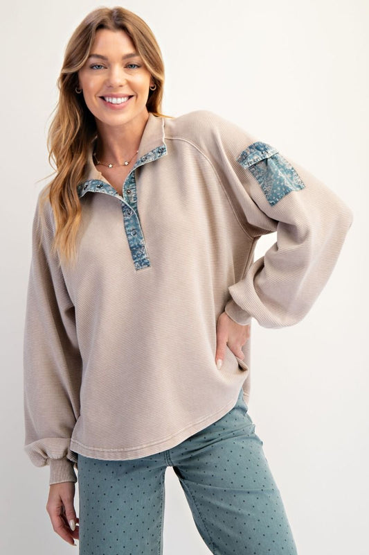 Washed Rib Terry Pullover