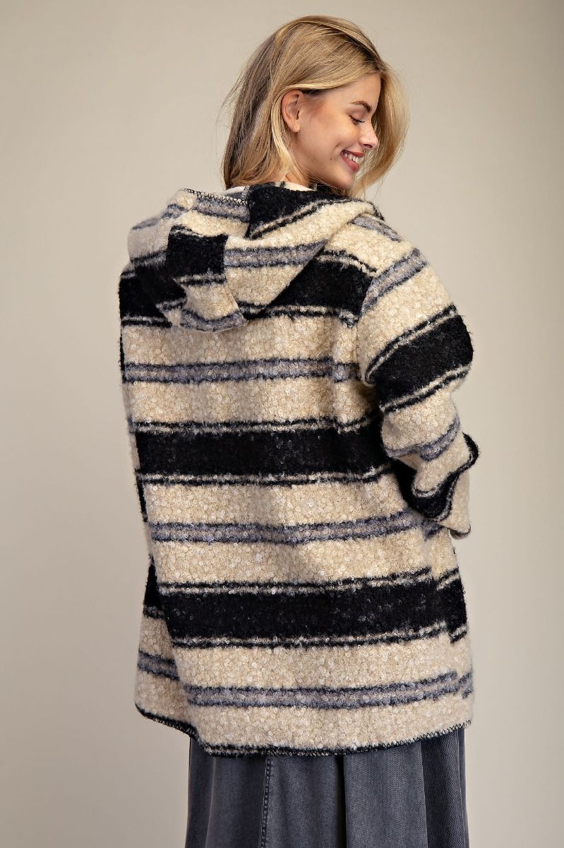 Color Mix Teddy Fur Open Jacket