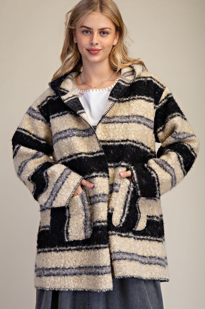 Color Mix Teddy Fur Open Jacket