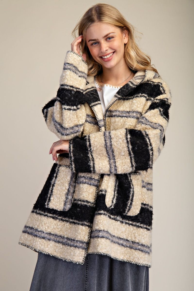 Color Mix Teddy Fur Open Jacket