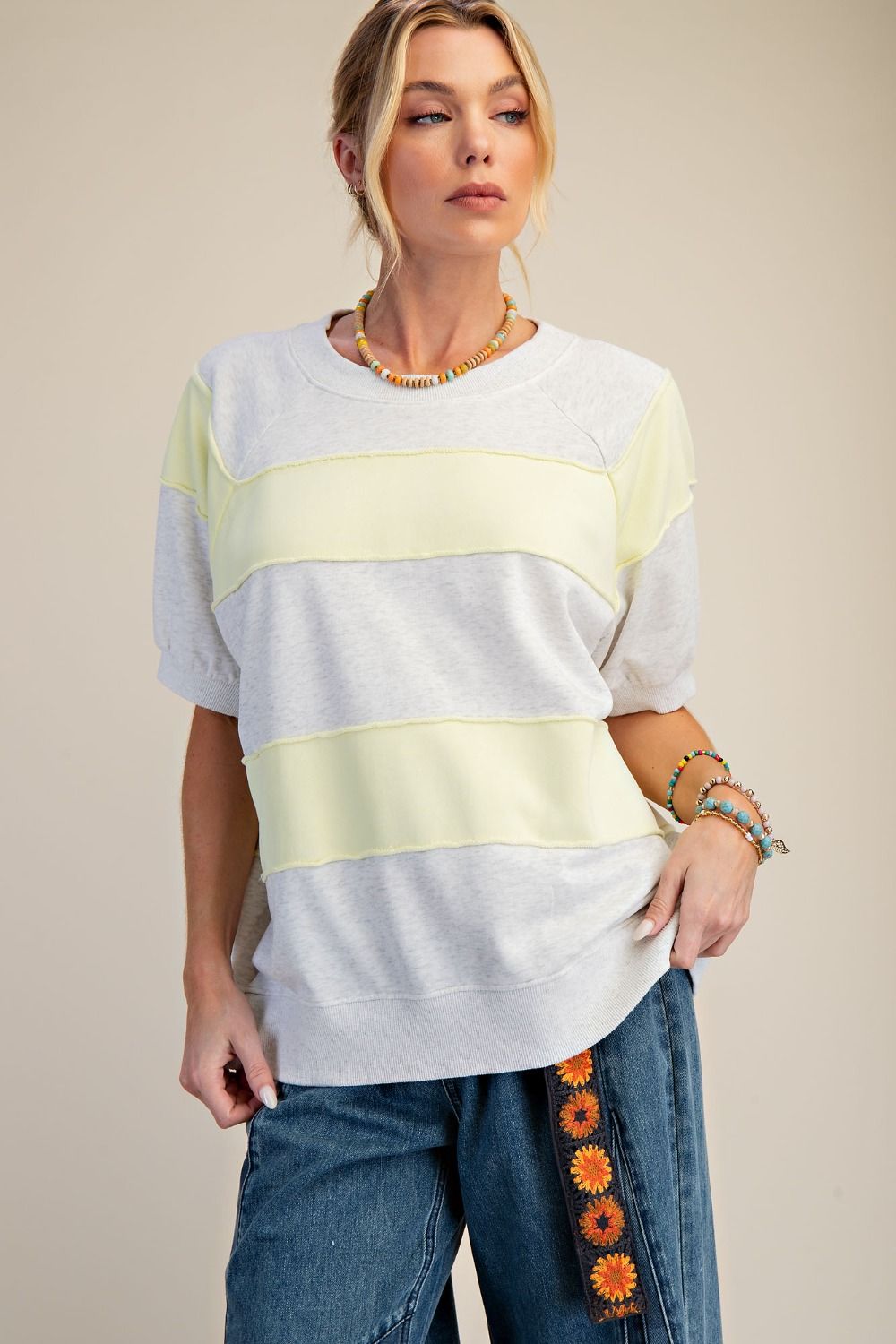 Rugby Stripe Mineral Washed Boxy Top
