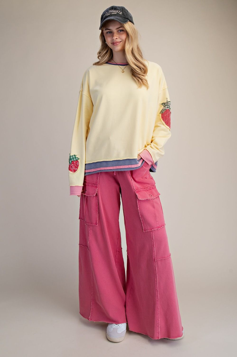 Strawberry Patch Washed Terry Pullover