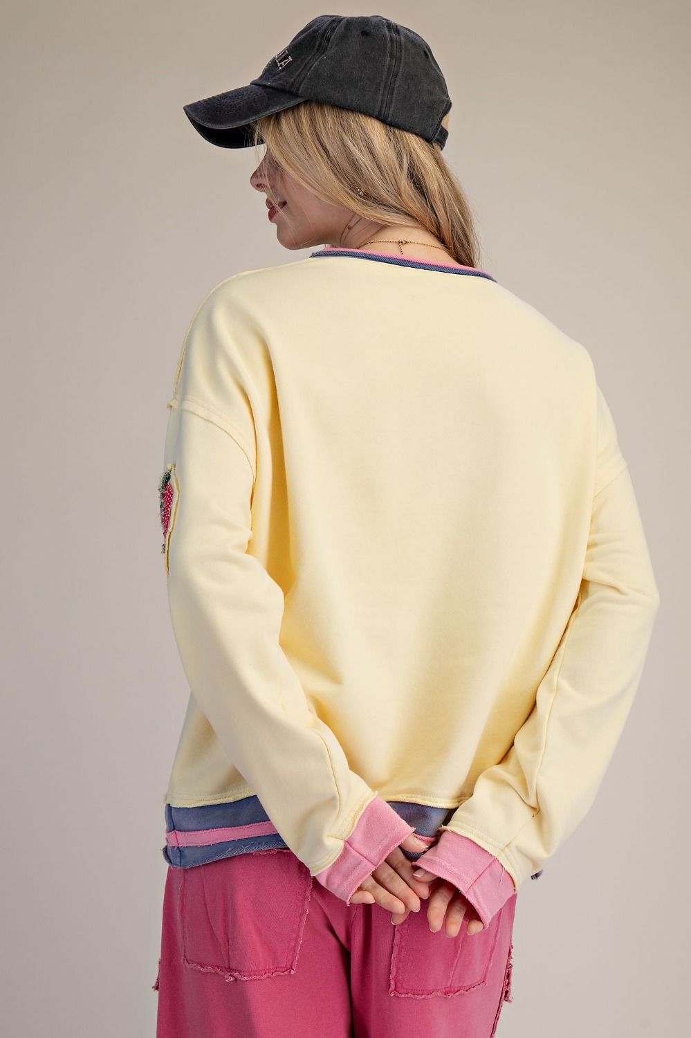 Strawberry Patch Washed Terry Pullover