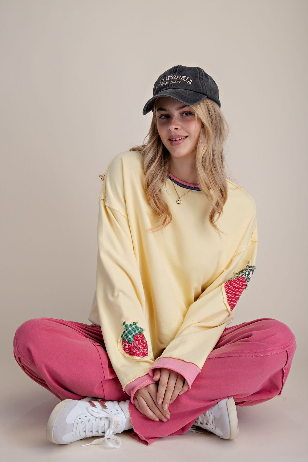 Strawberry Patch Washed Terry Pullover